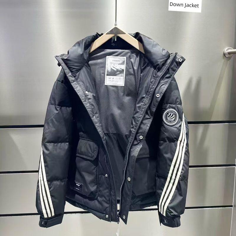 Men's Hooded Down Jacket, Autumn and Winter New Style, Trendy Versatile Color-Blocking, Thickened and Warm, White Duck Down Coat