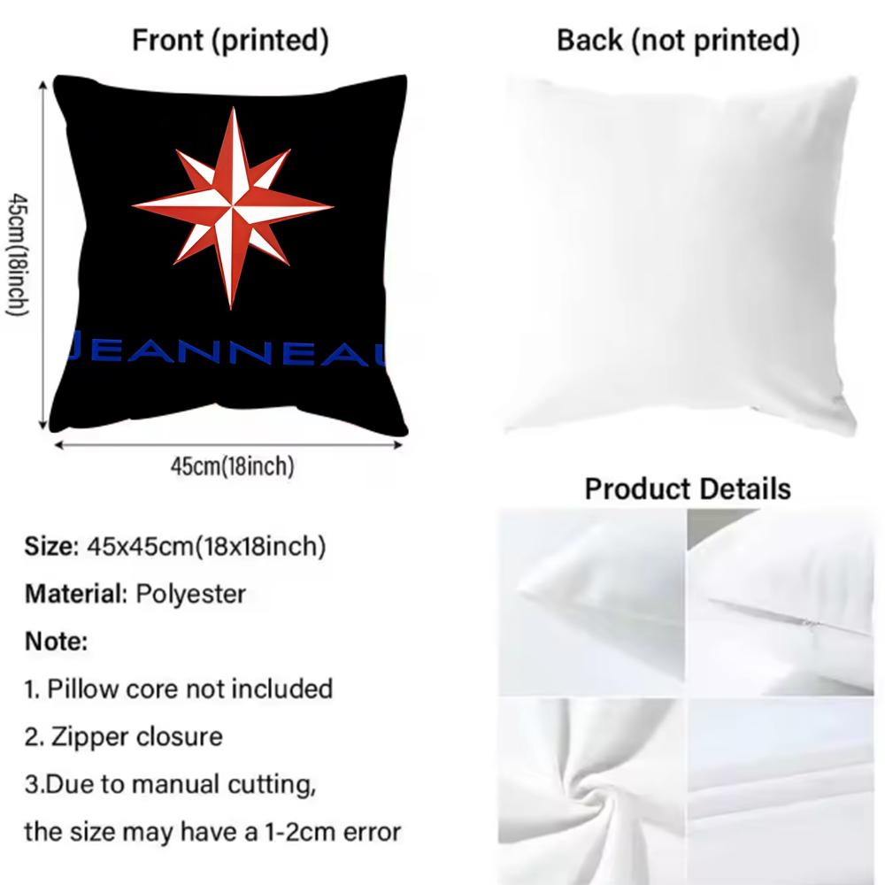 J-JEANNEAU logo Cushion Cover Pattern Printed Pillowcase for Living Room Sofa Cushion Cover & Bedroom Decor