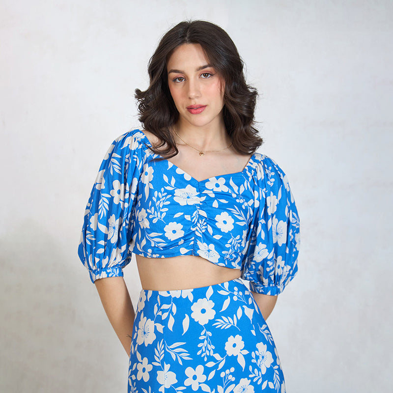 Virgio Women Crop Length Half Fitted Fit Sweetheart Top