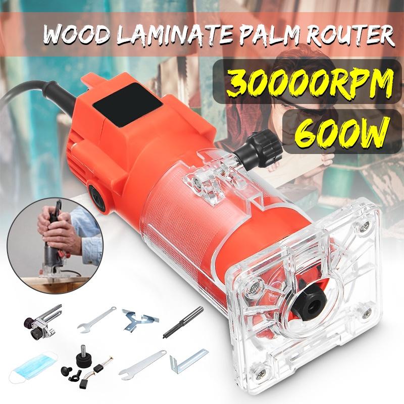 600W 220V 30000r/min 6.35mm Electric Hand Trimmer Wood Copper Motor Trimmer Carving Wooden Laminator Router Joiners Tool