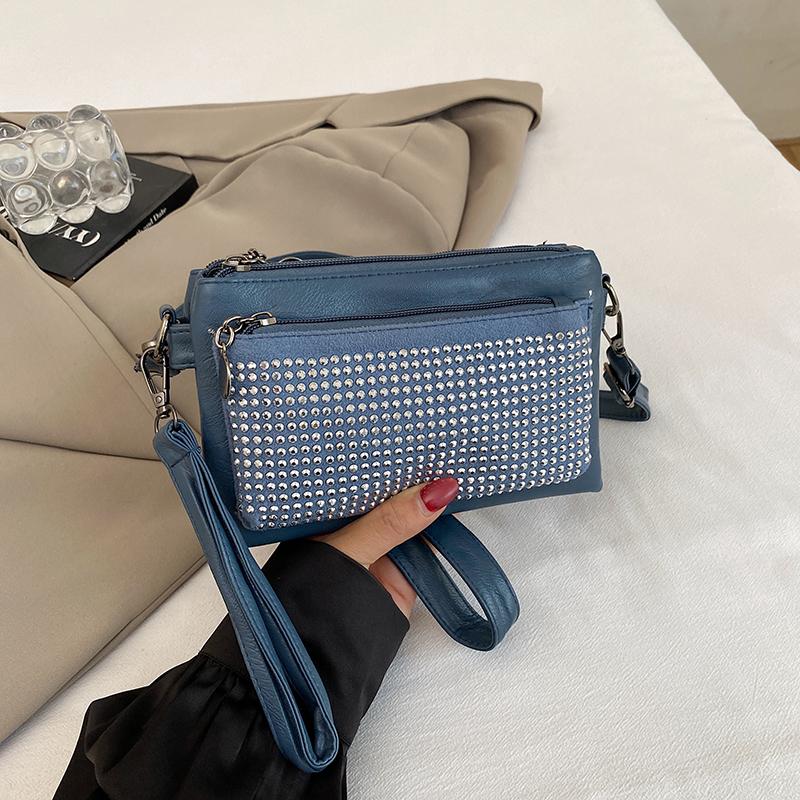 Women's Small Square Bag With Diamonds Shoulder Crossbody Bag