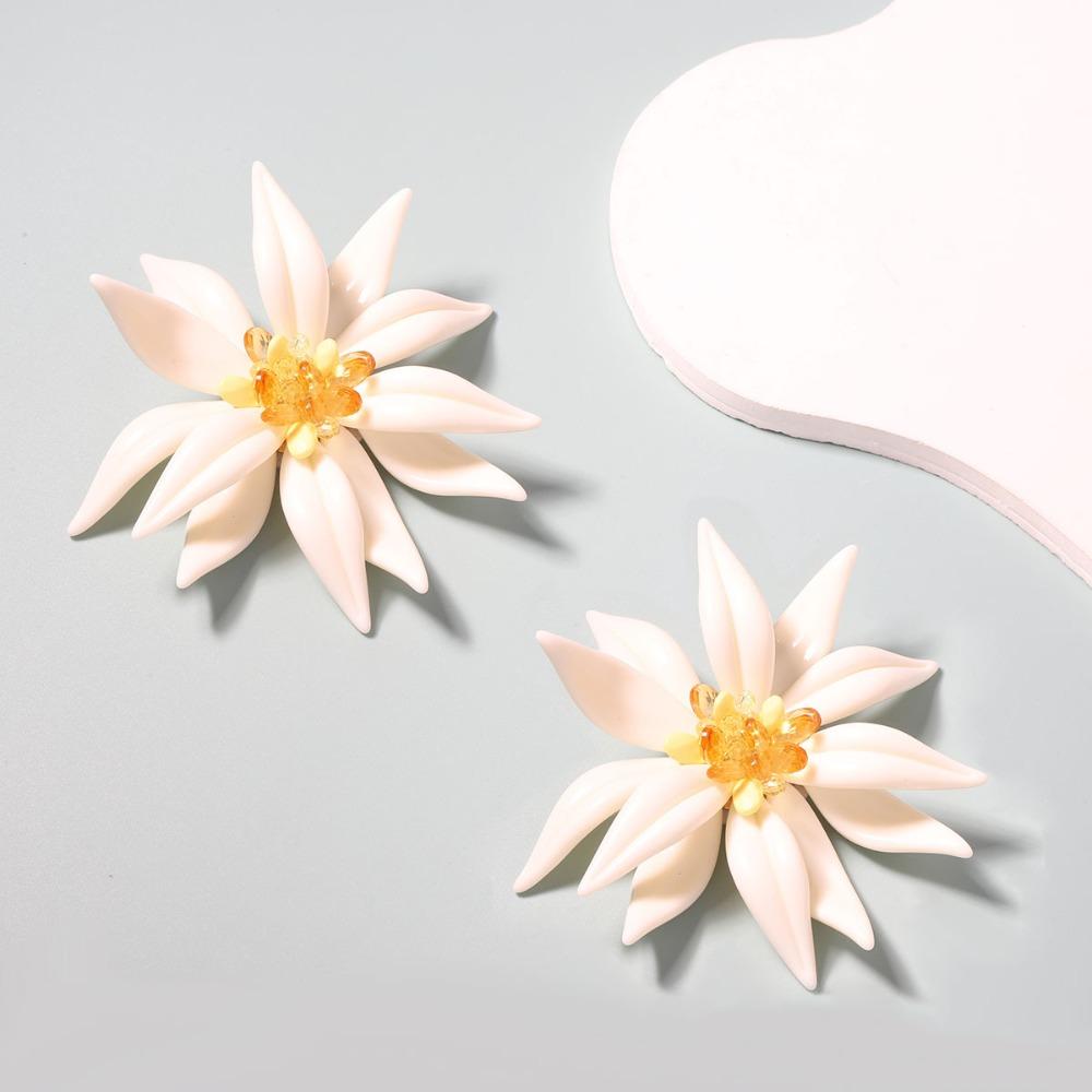 Bracelet Bamboo Flowers Jewelry Set Handmade Floral Ear Studs  Vacation