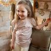 LELE JOVE Nordic Style Girls' Summer Jacquard Short Sleeve T-Shirt