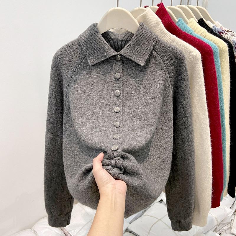 Turtleneck thickened sweater women's single-breasted knitted jacket top spring soft waxy loose and thin cardigan