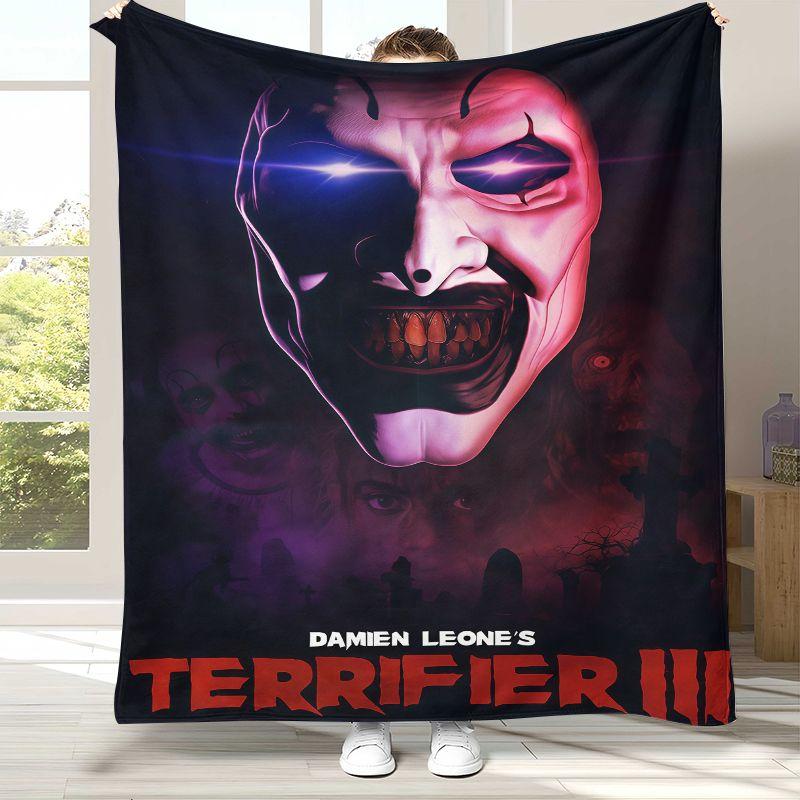 Horror Clown Film Terrifier Cartoon Flanelldecke, Ultra Weiche Warme Plüschdecke für Zuhause Schlafzimmer Bett Sofa Abdeckung Büro Picknick