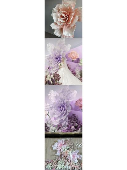 Duża Dekoracja Ślubna z Papierowych Kwiatów - Plisowane Plastikowe Kwiaty na Tło Hotelowe, Gigantyczne Rekwizyty Kwiatowe z Papieru Artystycznego, Produkt Gotowy