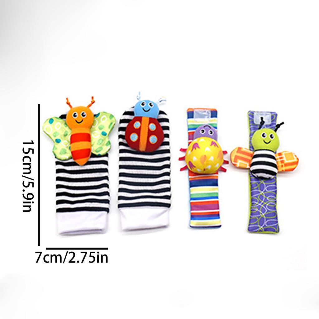 4pcs baby watches with wristbands, socks, and socks, baby wristbands, ringing bells, early education and puzzle