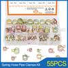55PCS/Set 7-17mm Spring Hose Pipe Clamps Zinc Plated Pipe Hoop Clamp Low Pressure Air Clip Clamps Fasteners Assortment Kit