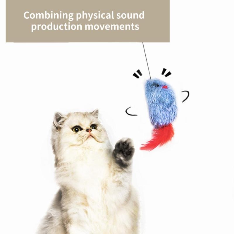 Interaction Cats Toy Mouse with Feathered Tail Elastic Door Frame Hanging Teaser Toy for Cats Entertainment Toy 2PCS