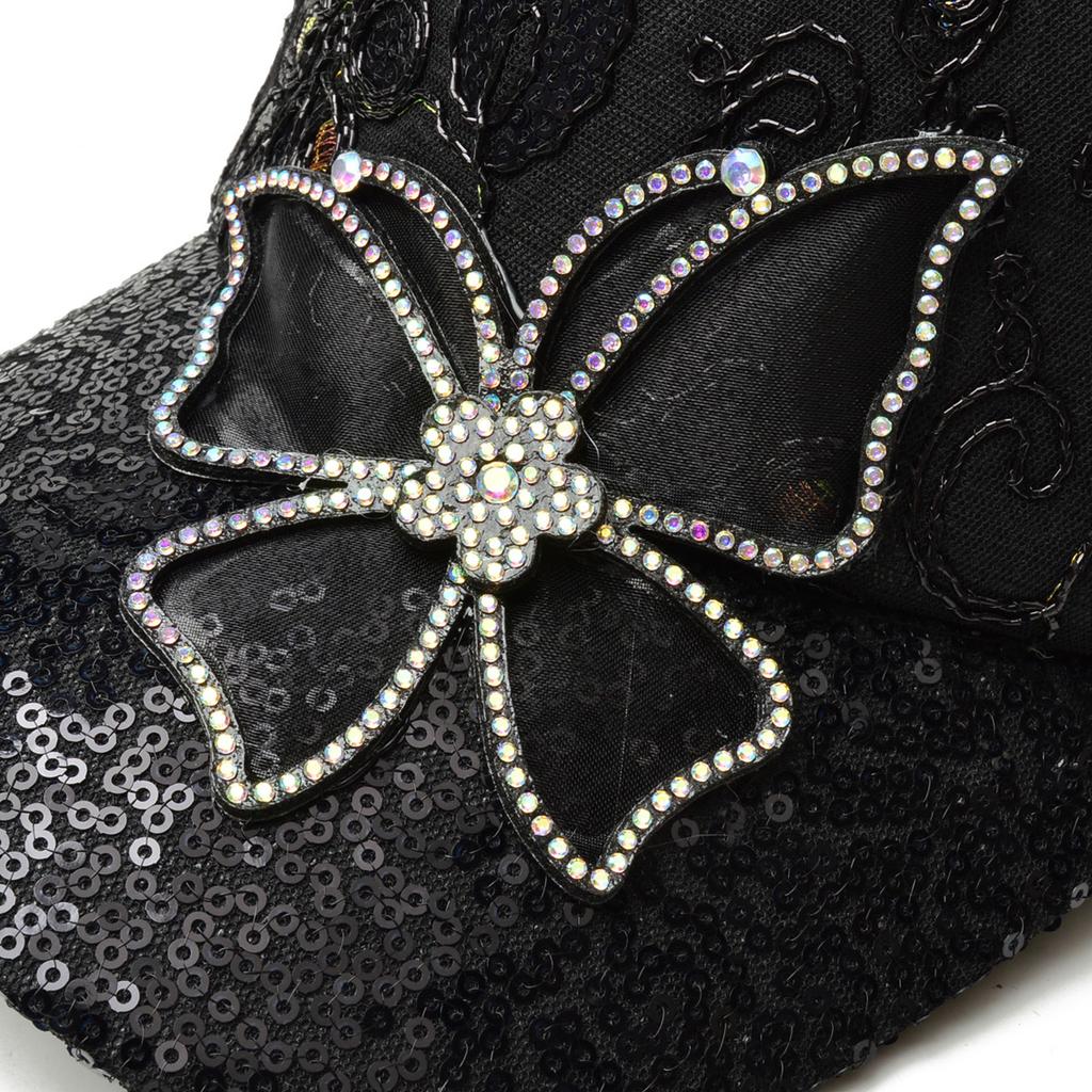 Northwood Summer Women Sequined Rhinestones Butterflies Baseball Caps Girls Sunoutdoor Breathable Sunshade Mesh Hats