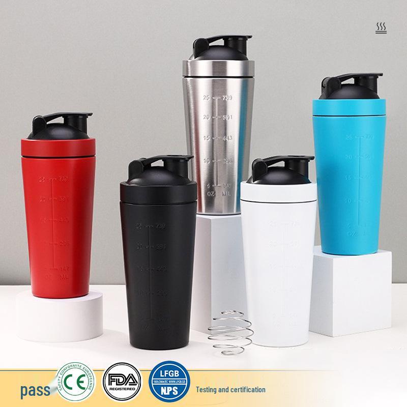 Stainless Steel Shaker Cup - Large Capacity Sports Water Bottle for Fitness & Protein Mixing