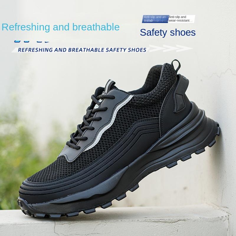 Labor Insurance Shoes Men's Mesh Fly-woven Anti-smashing and Anti-piercing Safety Shoes Steel Baotou Construction Site Work Shoes