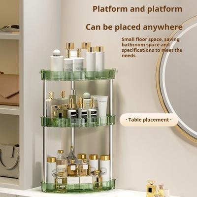 Corner Bathroom Counter Organizer Storage Rack Large Capacity 3 Tier 90 Degree Design Makeup Organizer