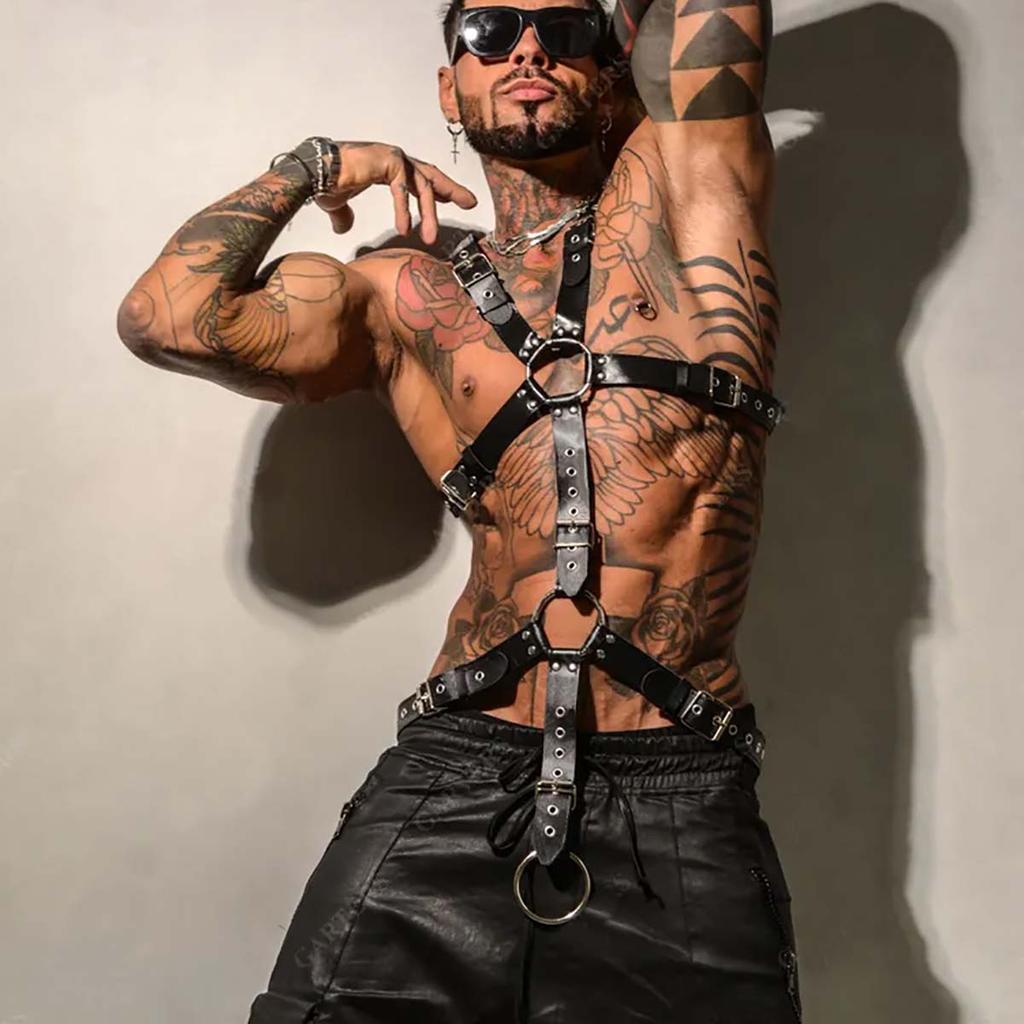 Men Sexy Leather Vest Bondage Lingerie Gay Harness Adjustable Body Chest Harness Full Body Bdsm Strap Belt Exotic Accessorie