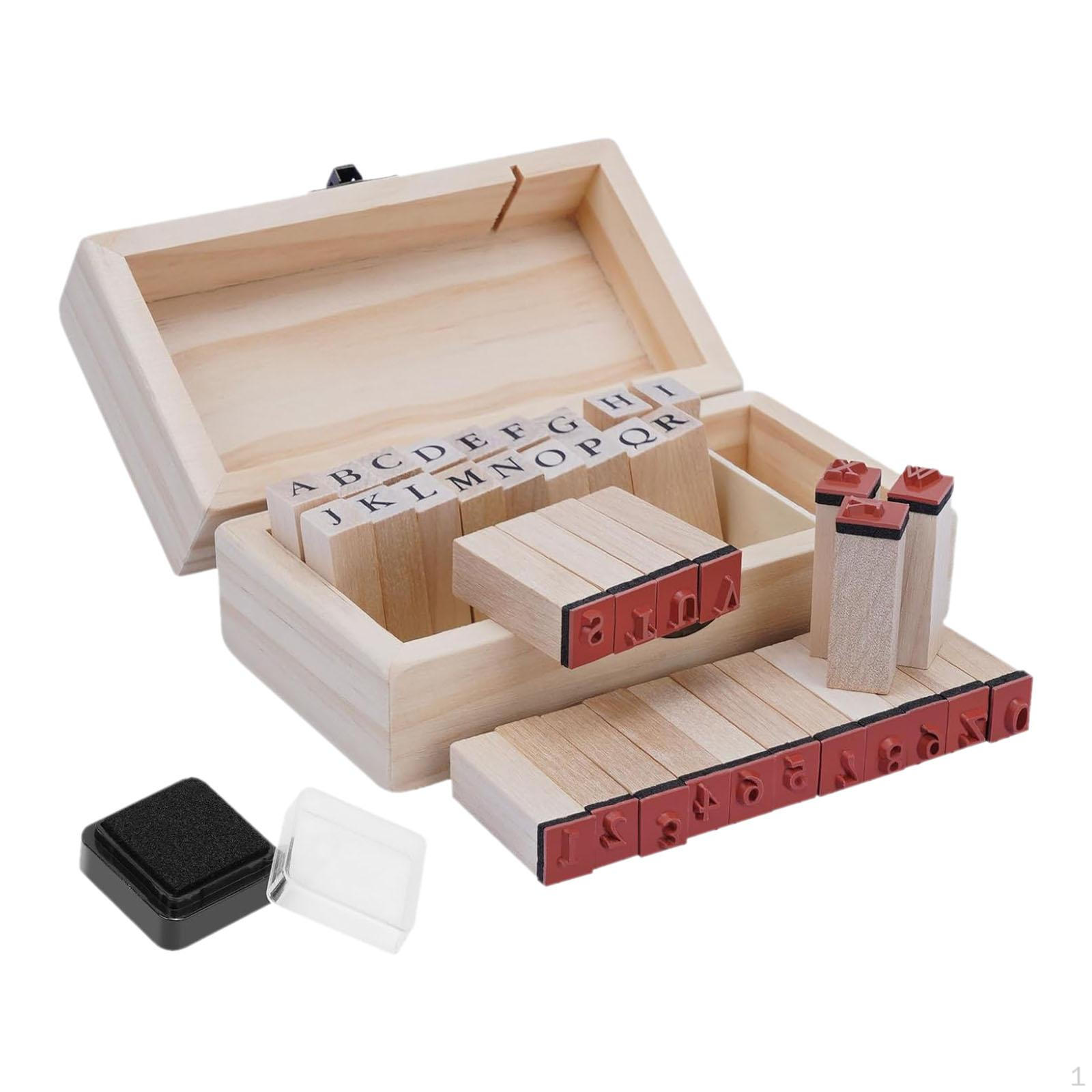 

36x Wooden Rubber Stamps Number Letter Scrapbook Kit Vintage Style Alphabet Set for Planner