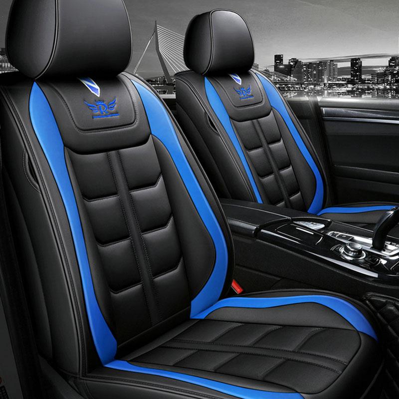 

Чехлы на сиденья водителя/переднего пассажира Полностью закрытые Одноместные Кожаные Подушки для Автосиденья Всесезонные Совместимые Чехлы на Сиденья(Только подушка сиденья) 1PC синий