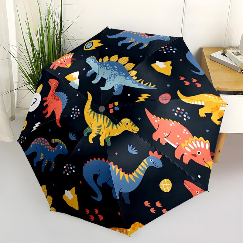 1pc Dino World Automatic Open/Close Umbrella, Windproof, Folding Compact Umbrella with Lightweight Design for Women/Men123