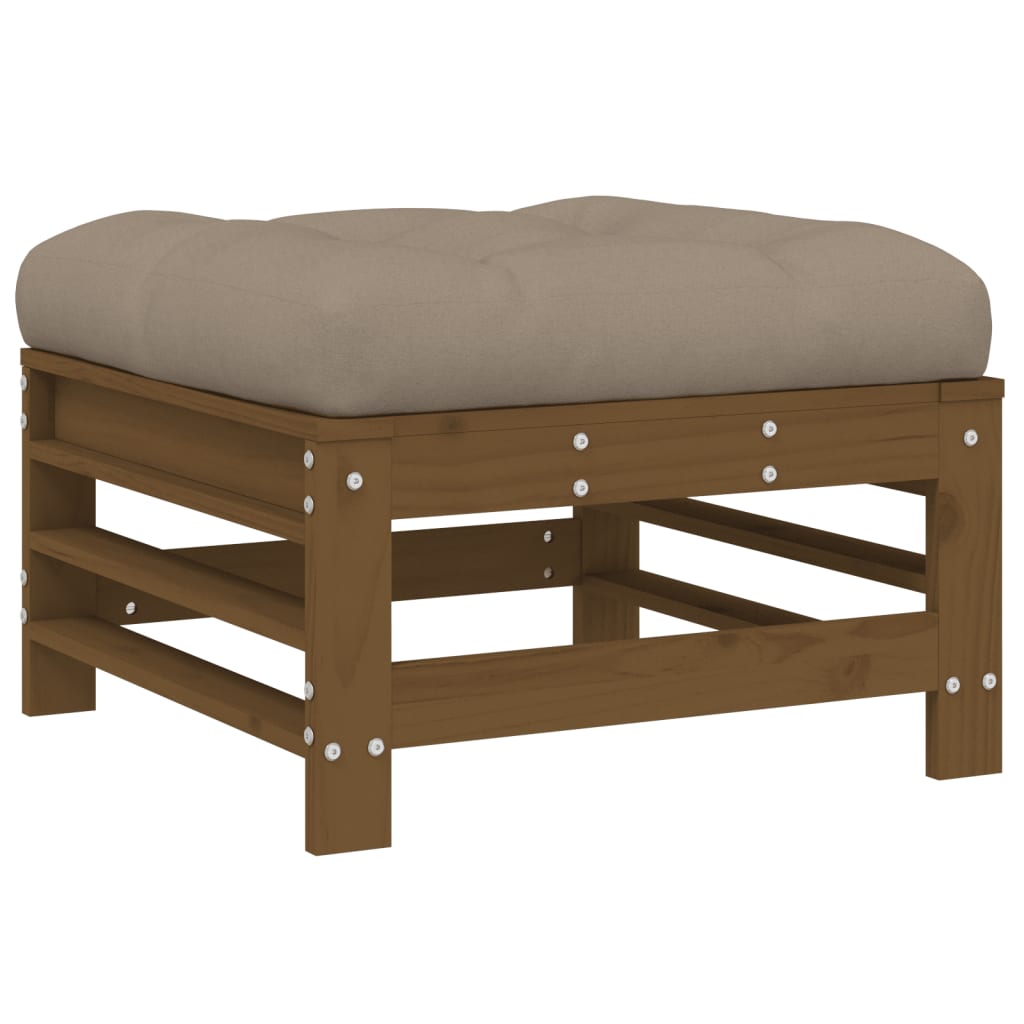 Garden Stool with Cushion Honey Brown Solid Pine Wood