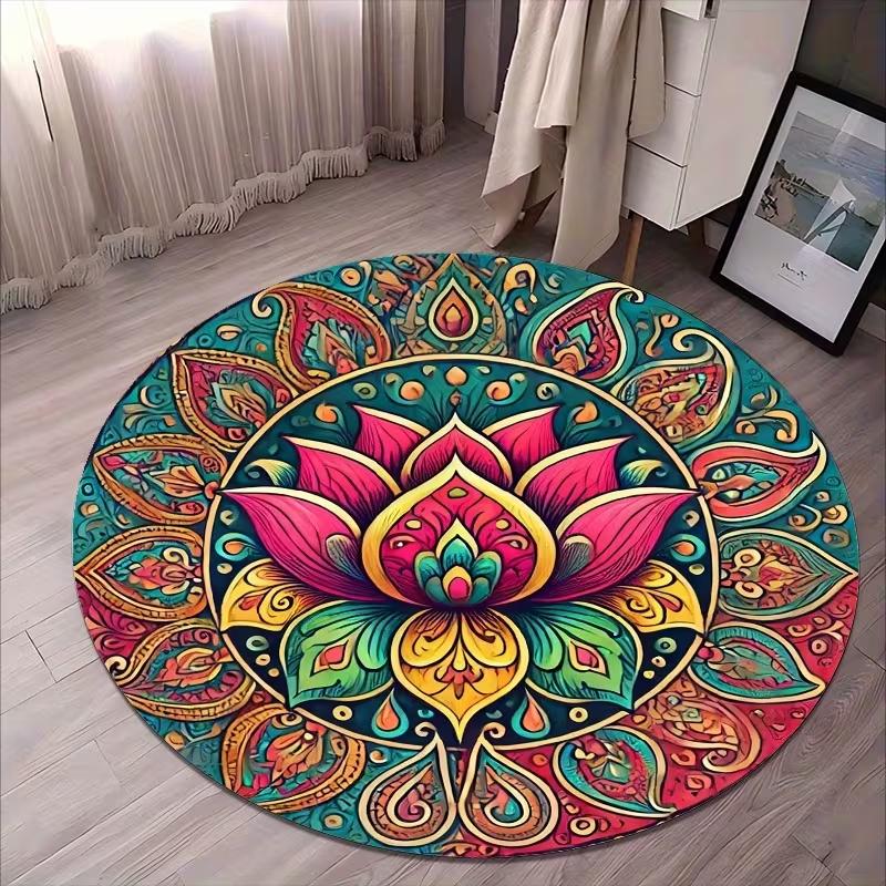 

Whorl Light Luxury Persian Round Carpet for Living Room Home Study Room Computer Chair Carpet Large Bedroom Bedside Rug Antiskid 80cm