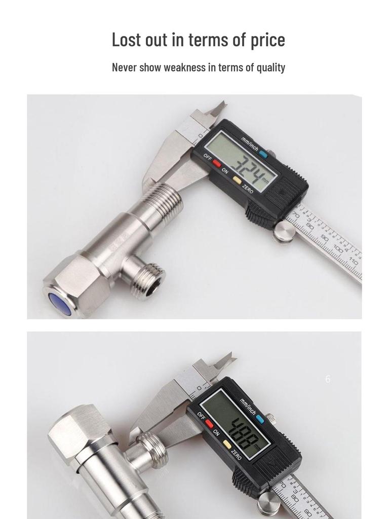 304 Stainless Steel Angle Valve for Cold/Hot Water, Universal 4-Point Household Stop Valve for Water Heaters and Toilets
