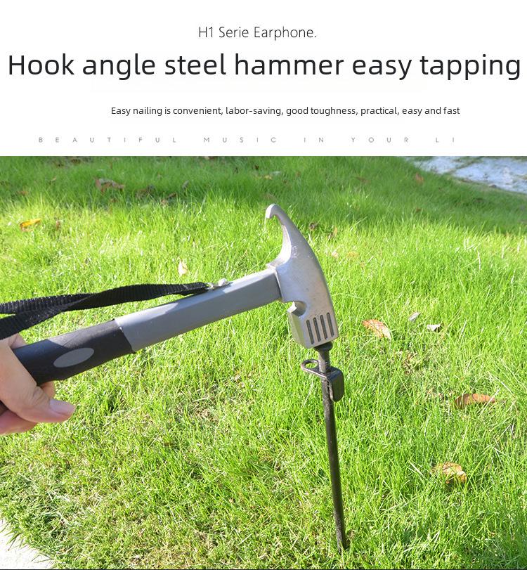 Multifunctional Outdoor Hammer: High-Carbon Steel Camping Tool with Ground Nail Puller