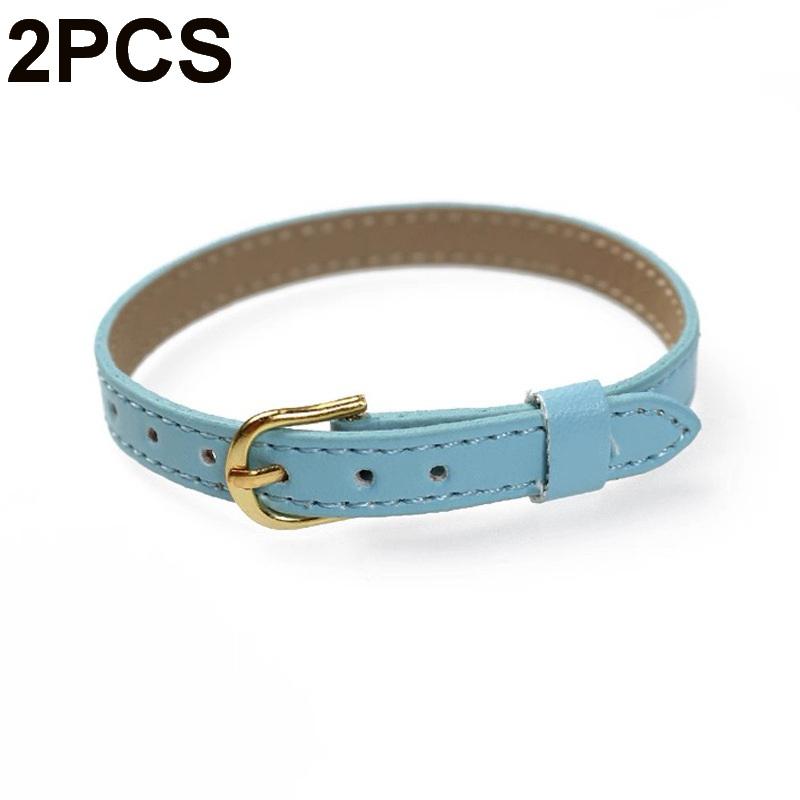 [JN] 2PCS Pet Collar DIY Accessories New Dollhouse 8mm PU Leather Bracelet For Slide Charms Wristband Women