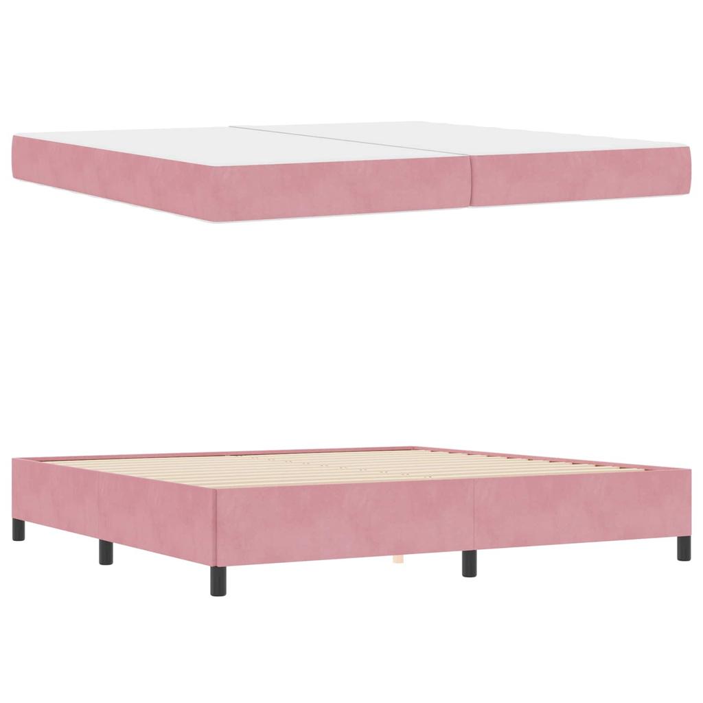 Bed Frame with Mattress Pink 200 x 200 cm Fabric