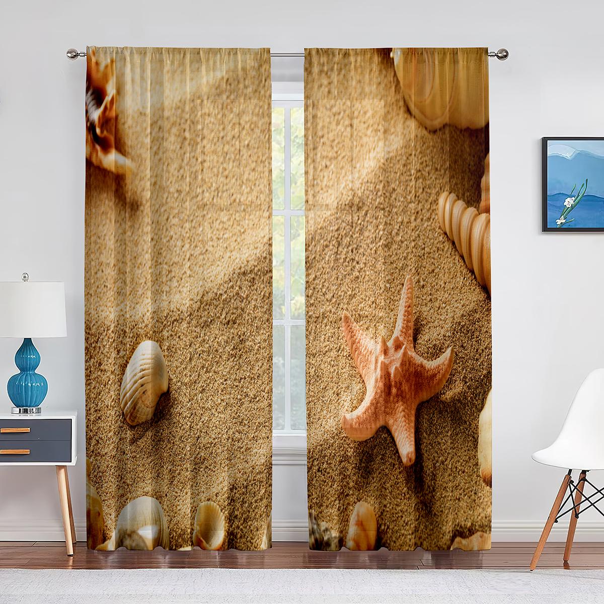 Океан Морской пейзаж Пляж Летний отдых Тема Тюль Шторы для гостиной Спальня Украшения — фото 8