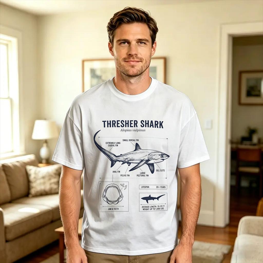 Thresher Shark Cartoon Tshirt Summer Leisure Tshirts Pure Cotton O Neck 4xl 5xl 6xl Tees Shortsleeved Y2k Funny Tshirt