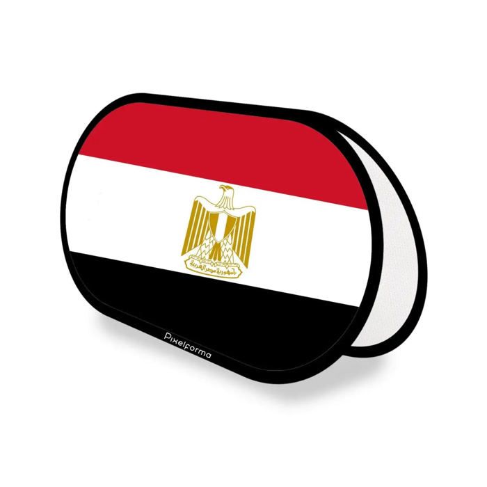 Drapeau Ovale - Égypte - 70 x 120 cm - Polyester - Impression recto/verso - Pliable rétractable