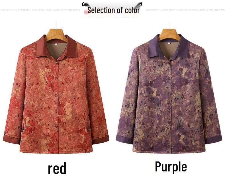 Women's Long-Sleeve Jacket: Stylish Autumn Fashion for Middle-Aged and Elderly Ladies