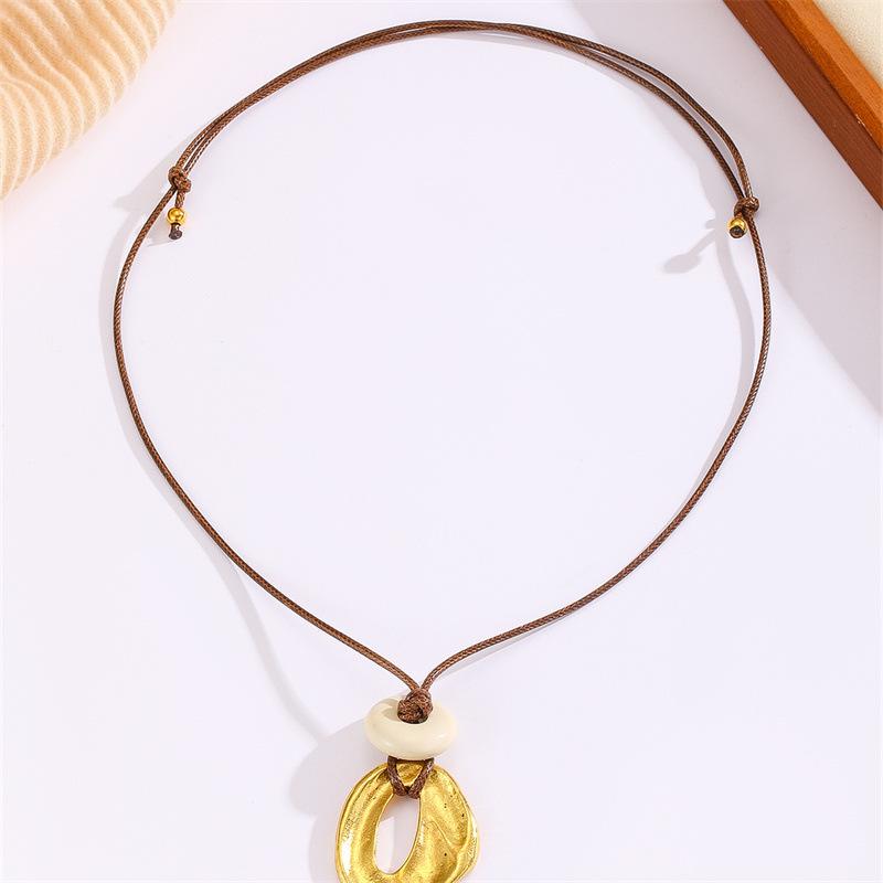 Irregular Metal Pendant Long Necklace Women's Elegant Collar Chain Neck Accessory