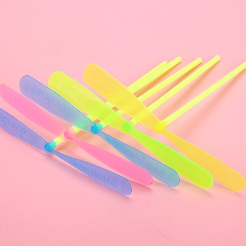 Children's Outdoor Traditional Classic Nostalgic Toys Plastic Bamboo Dragonfly Shape Hand-push Flying Propeller Kids Toy Gift