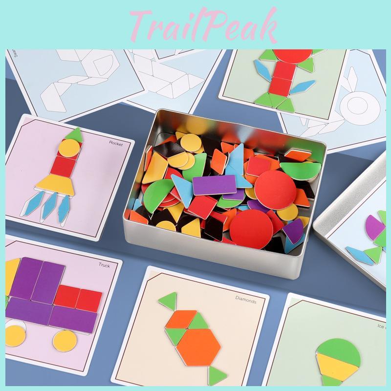 Magnetic Wooden Tangram Puzzle Toys 168 Pieces Early Childhood Education Gift
