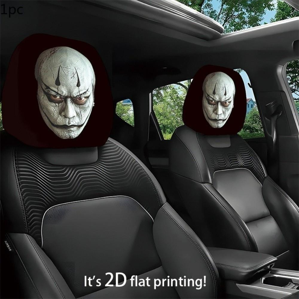 2 Pcs Halloween Accessories Car Headrest Covers Ghost Neck Pillowcase Car Interior