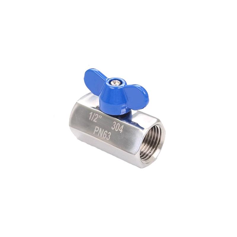 304 Stainless Steel Mini Ball Valve, Butterfly Handle, Dual Internal Thread, Explosion-Proof, Steam-Compatible