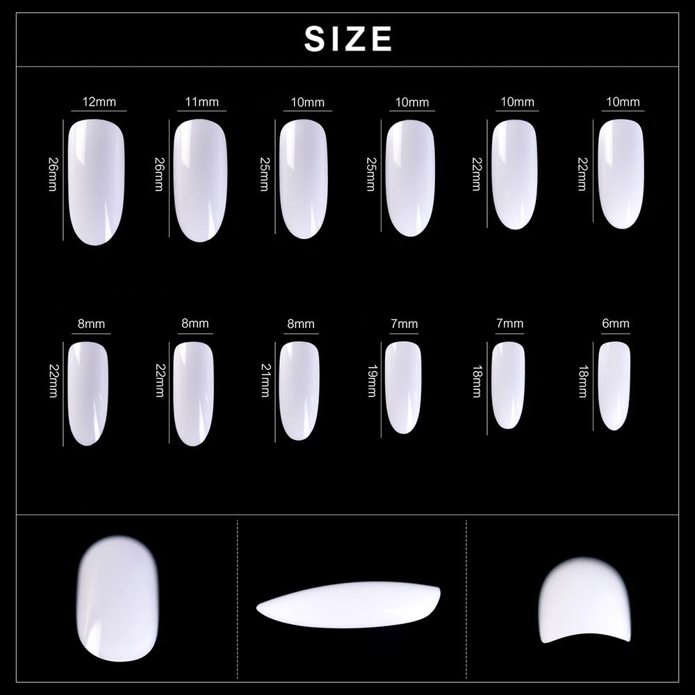 kads 600 ks Dlhé Oválne Bez Zlomu Plné Krytie Tipy na Umelé Nechty Biela Prírodná Priehľadná 12 Veľkostí Nail Art Manikúra Nástroje na Umelé Nechty