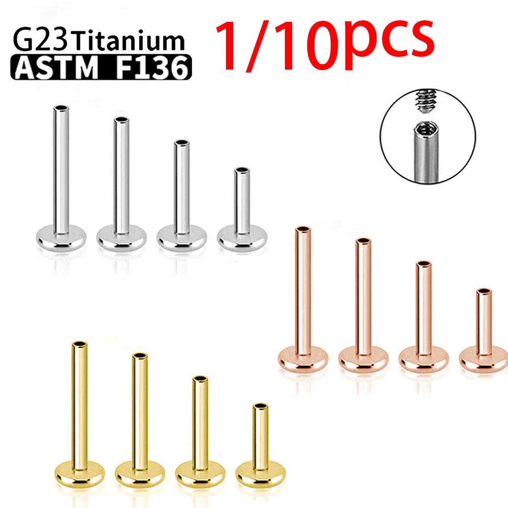 1/10 Pezzi Titanio Labret Stud Filettatura Interna Push Pin Trago Helix Conchiglia Septum Base Piatta Plug-in Gioielli per Piercing all'Orecchio