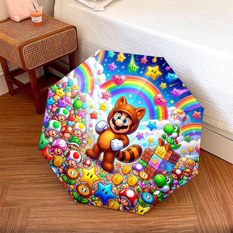 1PC Automatic Folding Umbrella Super Mario Pattern 8 Ribs Portable Foldable Travel Umbrella Christmas Birthday Gift разноцветный