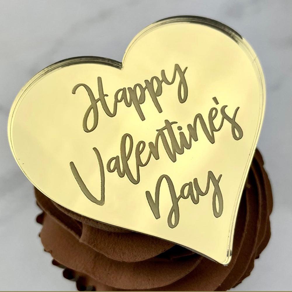10Pcs Heart Shape Cupcake Topper Silver Gold Color Valentine's Day Acrylic Cake Decor for Party Lover's Party Decorations
