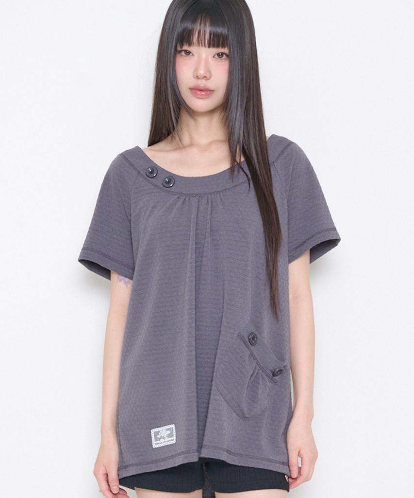 ILLIGO Pocket Button T-Shirt Charcoal