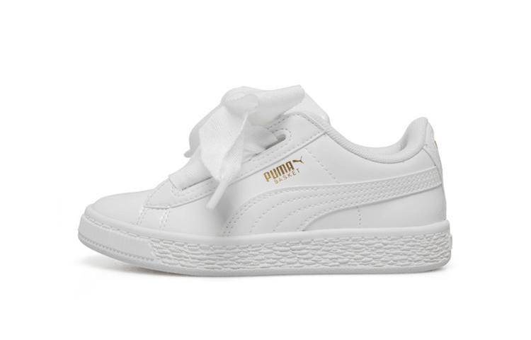 PUMA Basket Heart Patent Leather Low top Toddler Shoes White Infant And Toddler 363352-02 32