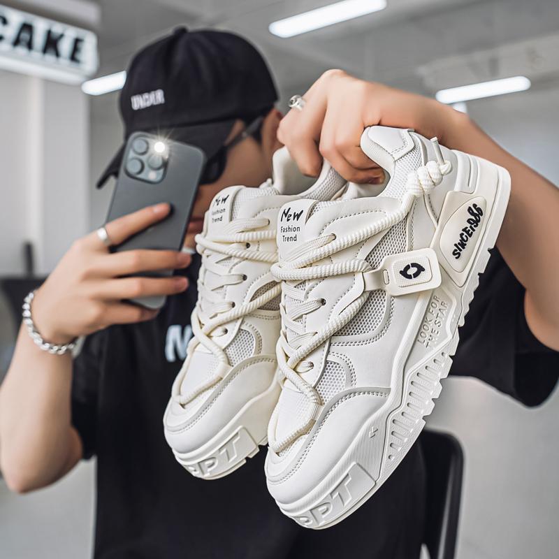 

Чоловіче модне повсякденне низьке взуття для скейтбордингу Хлопчики Зручні кросівки Студенти У тренді М’яка підошва Класичне дихаюче спортивне взуття Не ковзає 44 бежевий