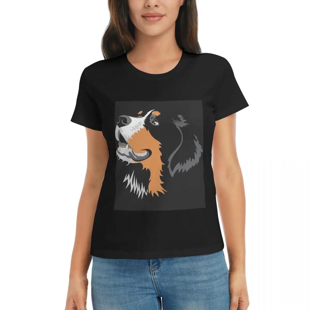 Women TShirt Bernese Mountain Dog Summer Short Sleeve Tees Crew Neck Cotton T Shirts Clothes Tops Streetwear