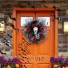Good-Halloween Rose And Skull Tulle Wreath Adjustable Headband Halloween Wreaths For Front Door For Party Costume