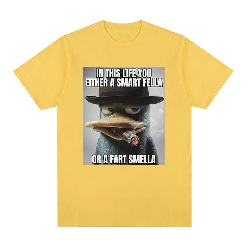 Perry Platypus Youre Either A Smart Fella or A Fart Smella Funny Graphic T-shirt Men's Women's Fashion  Oversized T Shirts