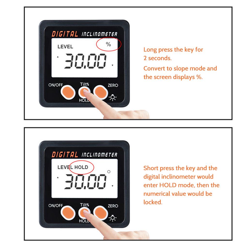 Digital Inclinometer 0 360 degrees Electronic Protractor Aluminum Alloy Shell Digital Bevel Box Angle Gauge Meter