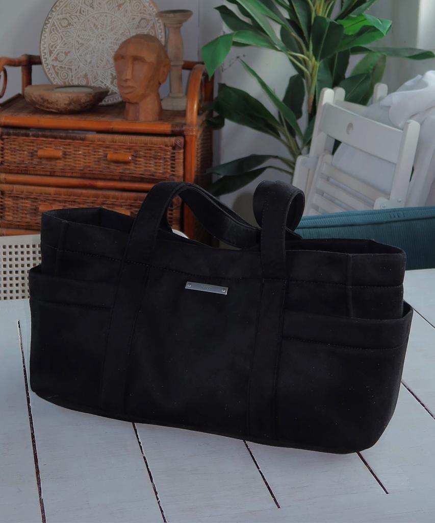 Macoi Big Square Suede Baguette Shoulder Dot Bag [Black]