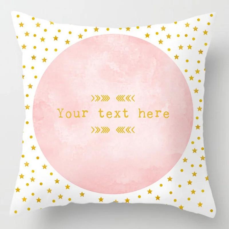 Pink Marble Polyester Pillowcase Leather Leaf Flower Cushion Cover Living Room Home Decoration Sofa Geometric