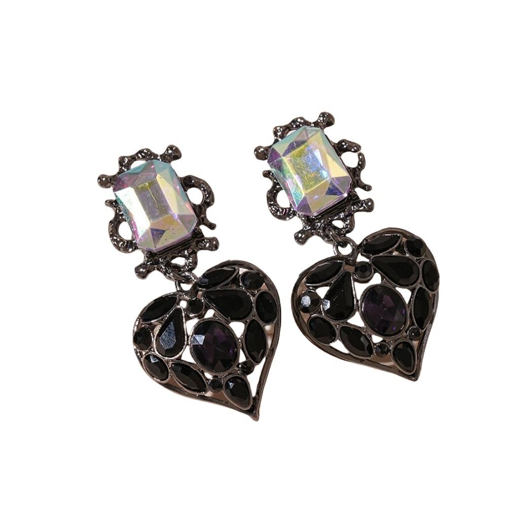 

Crystal Pendant Necklace Earrings Vintage Heart Drop Earrings Heart Rhinestone Necklace Women Earrings